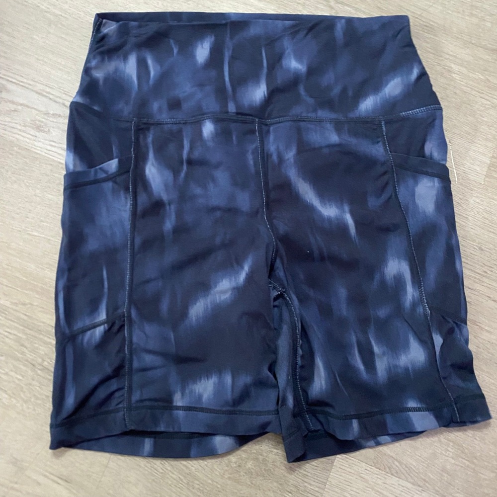Member's Mark Bike Short Women XL Blue Zen Floral High Rise Pockets
